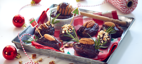 Dátiles rellenos de untable de miel con cacao